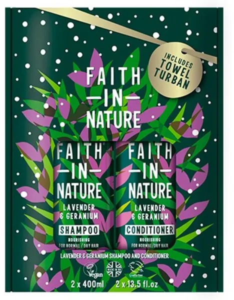 Faith in Nature Gåvoset Lavendel & Geranium Schampo & Balsam